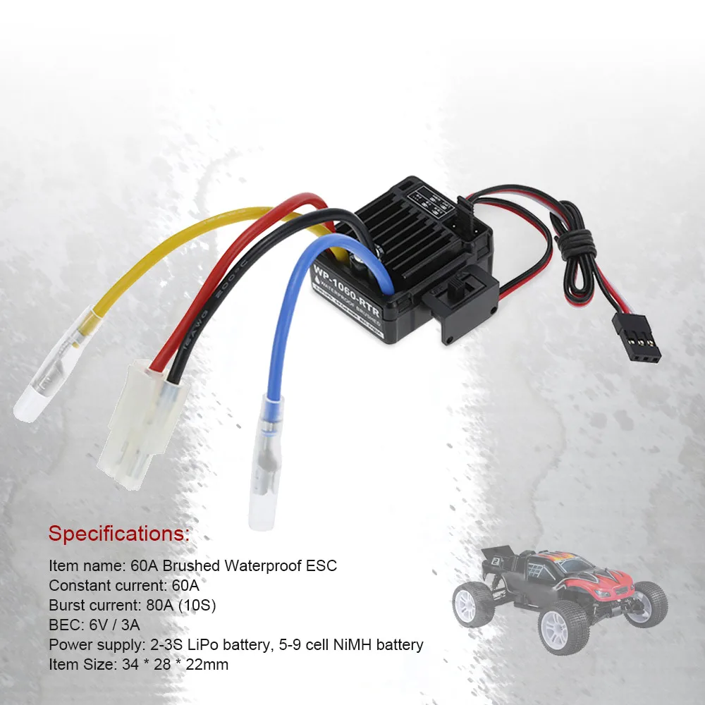 Радиоуправляемая машина ESC 2 S 3 60A с водонепроницаемой щеткой для 1/10 tiiya Traxxas Redcat HSP