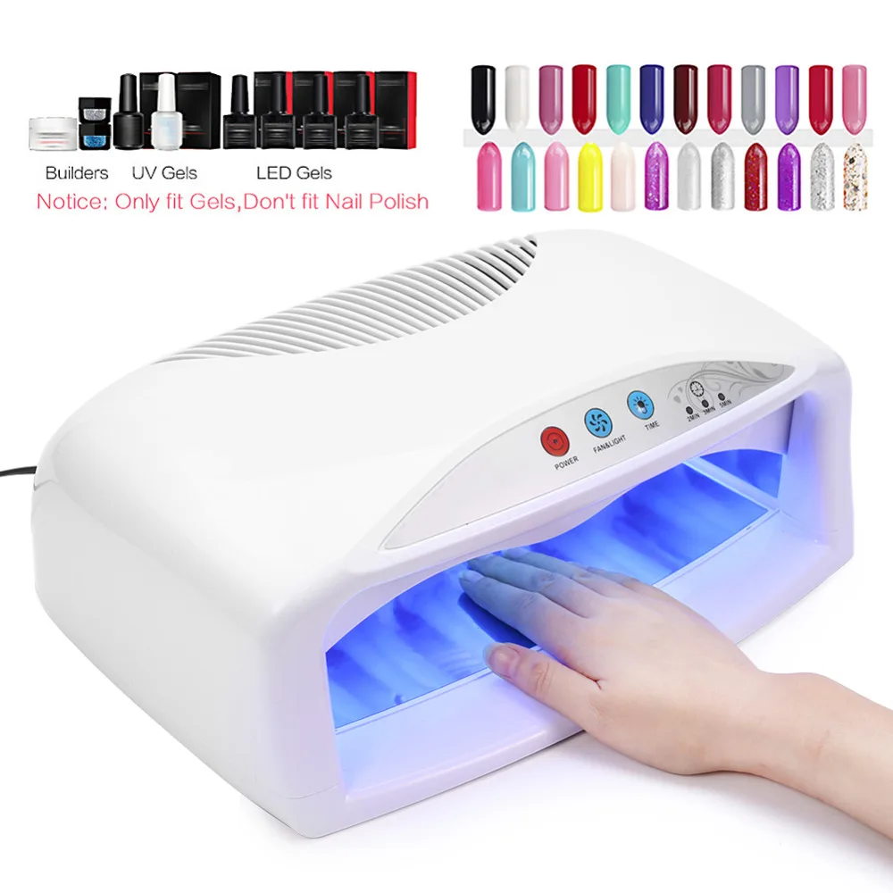 

54W UV Nail Dryer Lamp For 2 Hands With Fan & Timer Electric Manicure Machine For Curing Nail Gel Art Tool With Bottom EU Plug