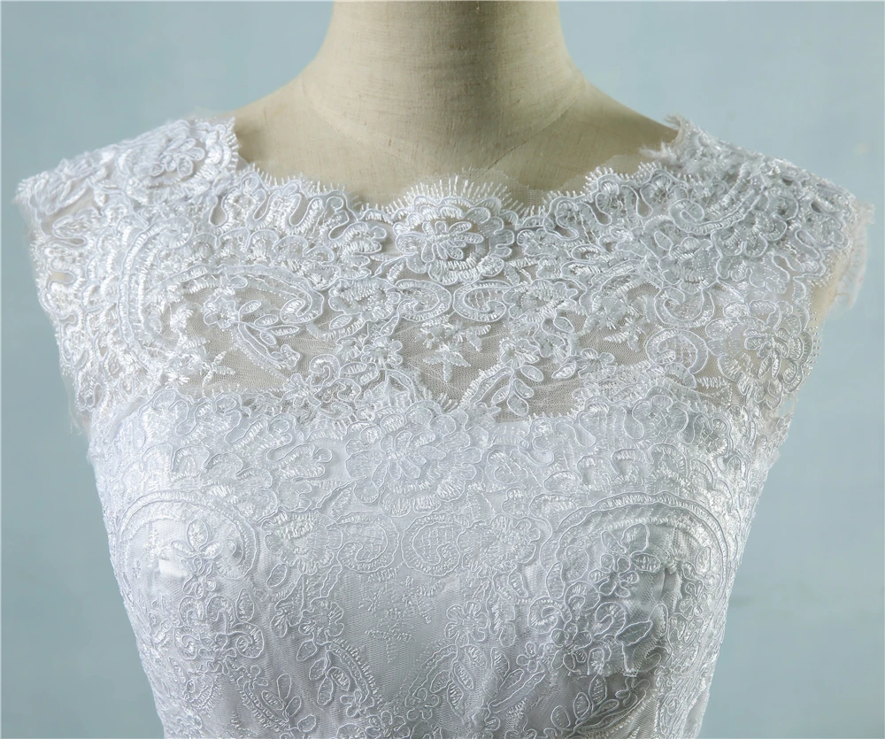 Beach Crystal Lace Applique Simple Wedding Dress