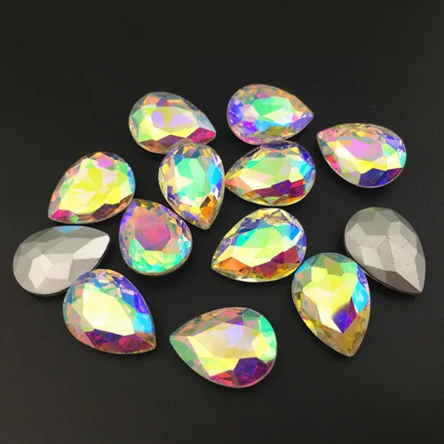 4x6mm~30x40mm Colors Teardrop Glass Crystal Fancy Stone Pointed back Pear Rhinestone Droplet Beads for Jewelry Making 