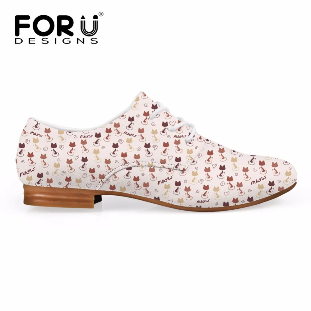 FORUDESIGNS/милые женские модные кожаные туфли с объемным изображением кота Новые