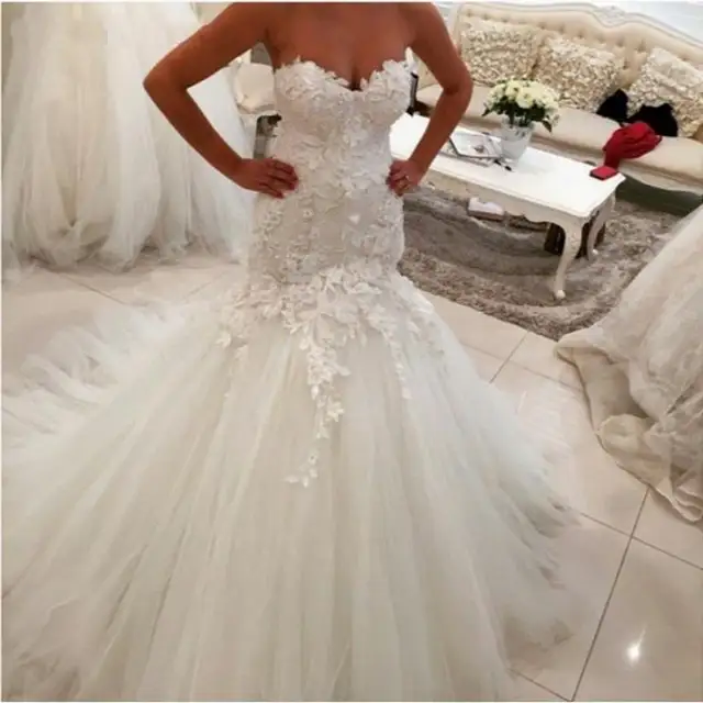 Online Shop Exquisite Appliques Wedding Dresses Puffy Mermaid