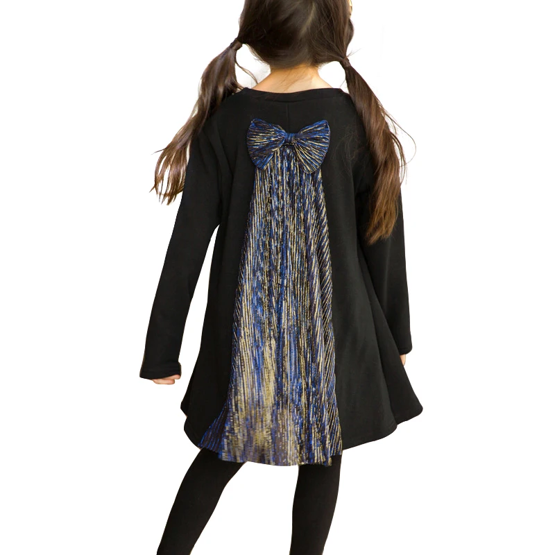 Черный Элегантный Кружевной Костюм принцессы винтажное благородное платье для девочек от 4 до 14 лет, платья с длинными рукавами для выпускного вечера зимняя детская одежда