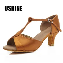 Туфли для латинских танцев на каблуке 7 см/5 см; коричневые танцевальные туфли для танго и сальсы; Zapatos De Baile Latino Mujer; 808;