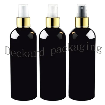 

20pcs 300ml Fine Spray Plastic black Bottle 10 OZ Makeup Spray gold collar Container,Empty Perfume Bottles Cosmetic Package