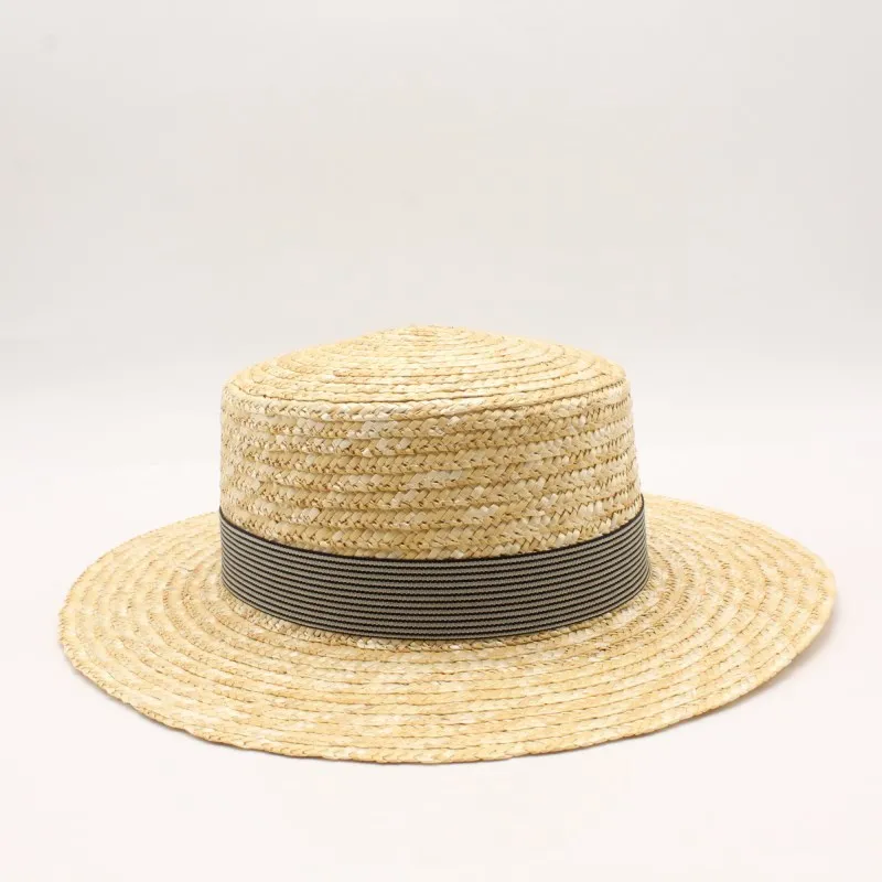 Женские летние пляжные шляпы от солнца, новинка, брендовая соломенная шляпа с плоским верхом, Женские соломенные шляпы с широкими полями