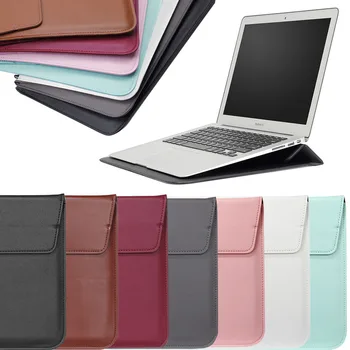 

Eagwell Universal PU Leather Laptop Sleeve Bag Pouch For 11" 13" 15" Laptop Smooth Soft Durable Sleeve Bag Special support Stand