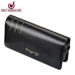 

Baellerry Brand New Male Wallets Fashion Black Mens Long Wallet PU Leather Zipper Coin Purse Male Card Holder Purses