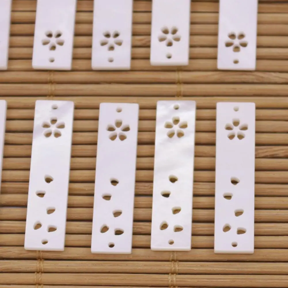 

10 PCS Rectangle Shell Pendant Charms Natural White Mother of Pearl 30mm