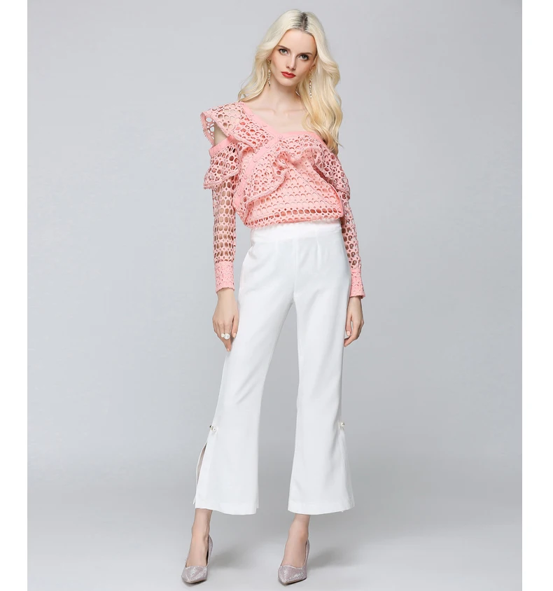 Ruffles Irregular Skew Collar Shirt (10)
