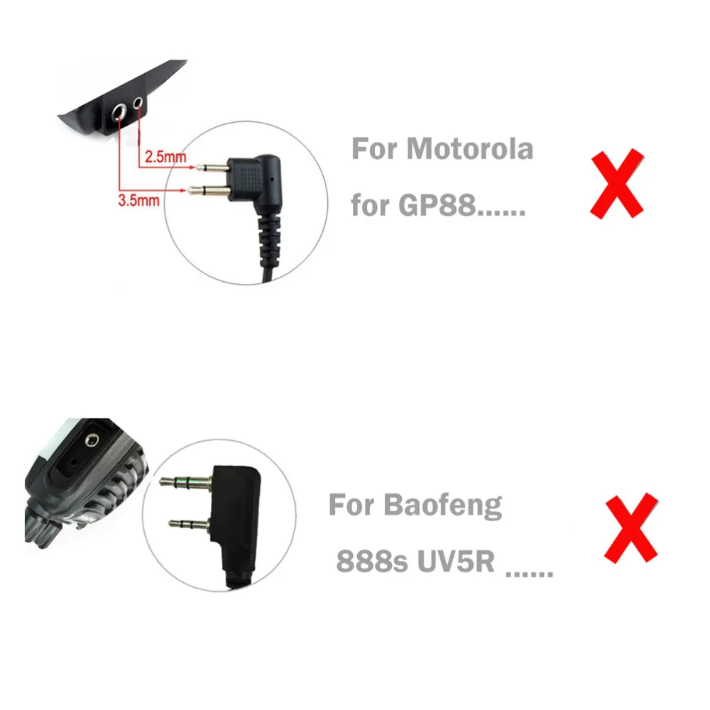 2 Pin Ptt Mic Covert Acoustic Tube Earpiece For Midland Radio G6g7 Gxt1050 Gxt550 Gxt650 Lxt80, Lxt112 Black (10)