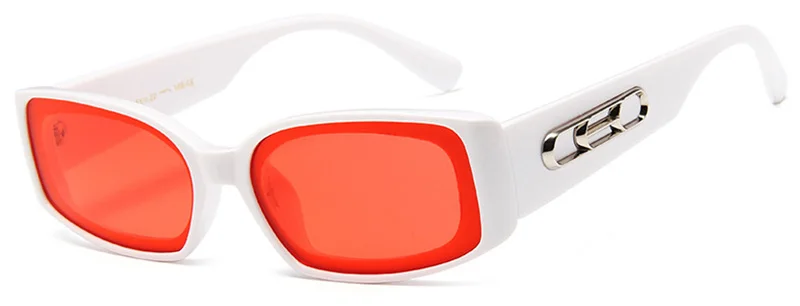 SHAUNA Ins популярные маленькие прямоугольные солнцезащитные очки для женщин - Цвет линз: White Red