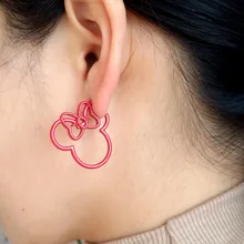 Супер милая красная мини-запонка из сплава с Минни для женщин, очаровательные серьги с Микки-Маусом для девочек, рождественские серьги, подарок