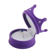 2019 Velvet Ring Box Purple Crown Jewelry Display Storage Box Gift Case Organizer Jewellery Packaging Box Jewelry Tray for Rings large leather gift box for jewellery wedding party decoration display velvet organizer earing necklace ring packaging pink box