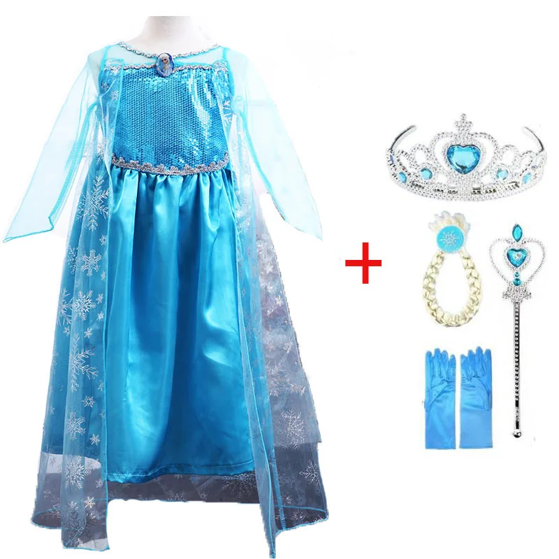 Платье Анны и Эльзы для девочек; костюм для детей; платье принцессы; платье Снежной Королевы Эльзы; костюмы; детское вечернее платье на Хэллоуин - Цвет: elsa set4
