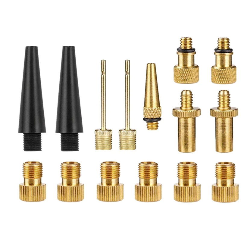 

15pcs Valve Adapter Set Bicycle Car Valve Adapter Kit Set For Bike Floor Pump Air Mat Ball Pump Needle Nozzle Kit