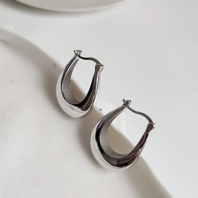 

LouLeur 925 sterling silver U style exaggeration big earrings silver 925 elegant temperament female earrings friendship jewelry