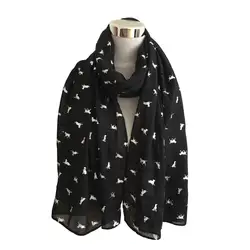 Новое поступление Для женщин мода печатных собака Атлас-шелковый шарф шаль длинный теплый Обёрточная бумага шаль стильные мягкие шарфы