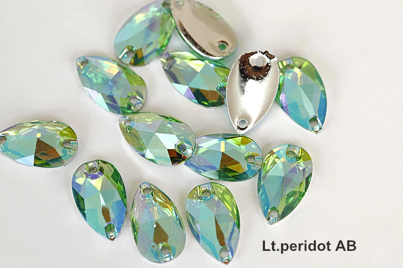Resin droplet light peridot AB flatback sew on rhinestones (4)