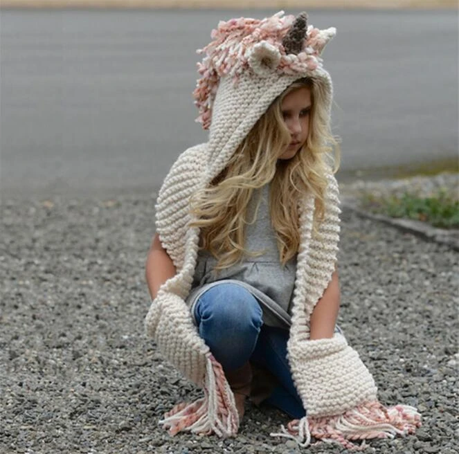 Bufanda de unicornio para niña de 3 a de invierno hecho a mano, gorros de unicornio para niño, bufandas de punto de lana cálidas para otoño|knit scarf|unicorn scarfscarf handmade