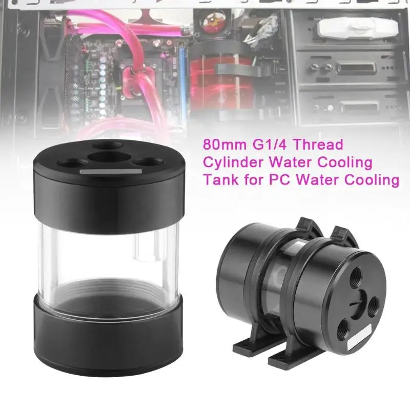 buy ALLOYSEED 80mm G1/4 Thread Cylinder Water Cooling Reservoir Water Tank for PC Water Cooling