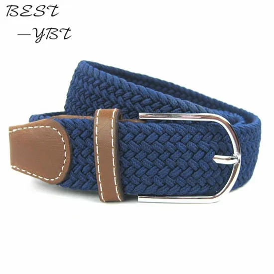 

New Fashion Unisex Casual Knitted Belt Men Woven Canvas Elastic Stretch Belt Pin Buckle Belt for Men Women 1pcs