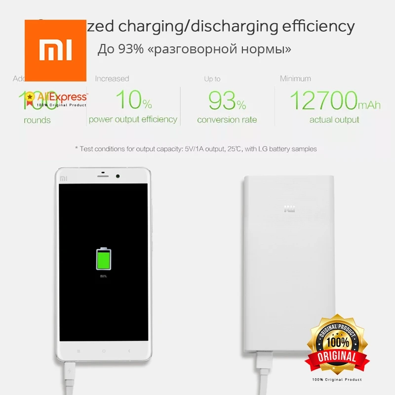 Оригинальный внешний аккумулятор Xiaomi 20000 мАч 2 2C портативное зарядное устройство