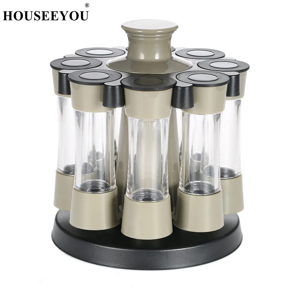 

8Pcs/set Rotating Spices Bottles Set Acrylic Seasoning Rack Salt Pepper Storage Organizer Home Kitchen Bar Restaurant Tool