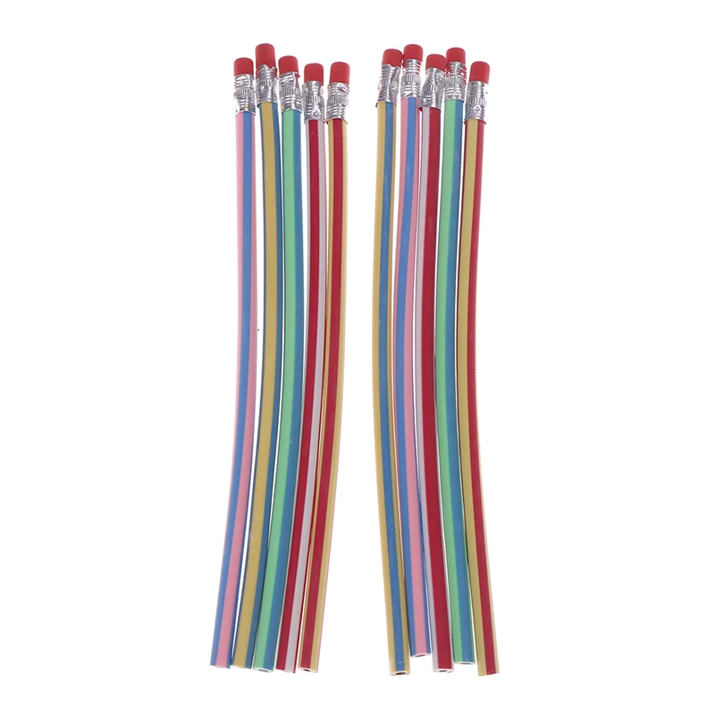 10pcs Flexible Soft Pencil Mixed Color With Eraser for School Student Kids Writing School Stationery Supplies