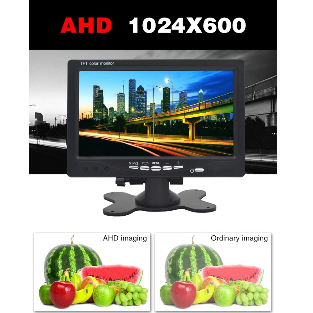 Мини цифровой 1024*600 7 дюймов ЖК-монитор CCTV камера наблюдения AHD аналоговый 3 в 1 безопасности ips монитор для видеокамеры