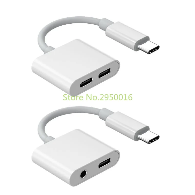 

2 in 1 Fast Charge USB-C to 3.5mm Headset Adapter Type-C Digital Audio Cable Converter for iPad Macbook Google HTC Huawei C26