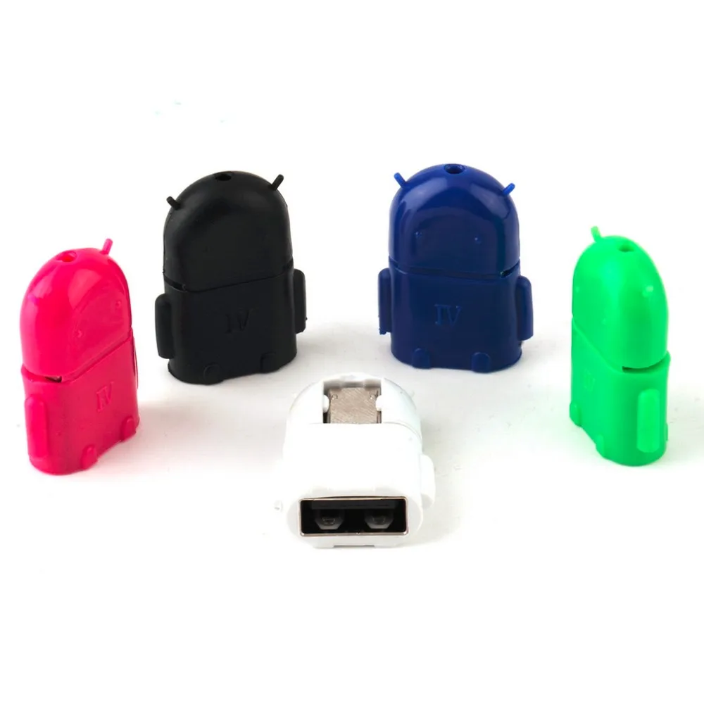 

Multi color Option Robot Shape Micro USB 2.0 Converter Host Male to USB Female OTG Adapter For Android Tablet PC Phone