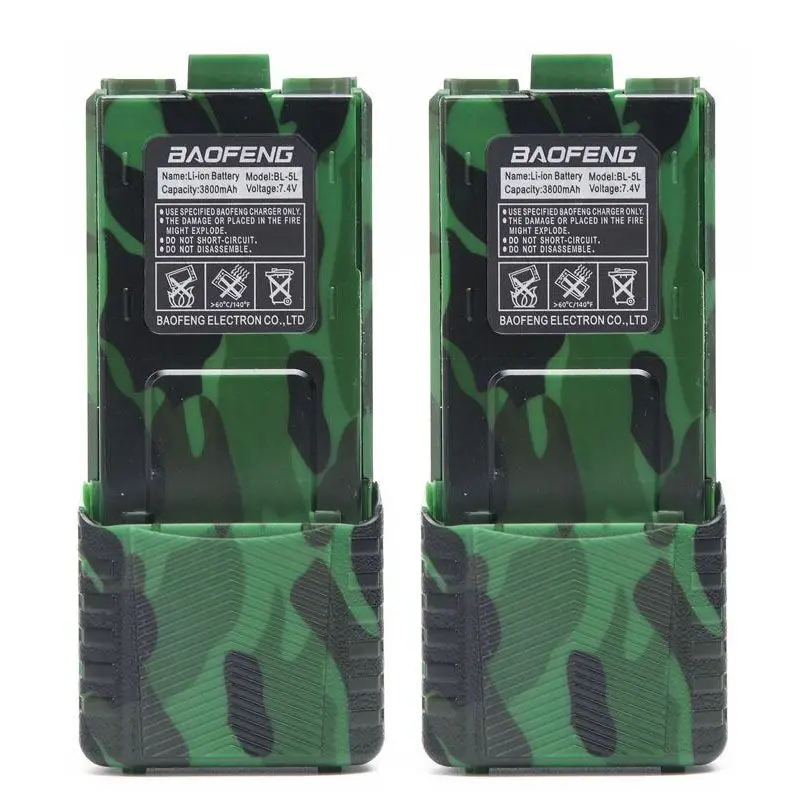 2 шт BAOFENG UV-5R аккумулятор BL-5 7,4 V 1800& 3800mAh Li-Ion для Pofung Walkie Talkie UV5R UV-5RE DM-5R Plus BF-F8 двухстороннее радио - Цвет: Camo 3800mAh