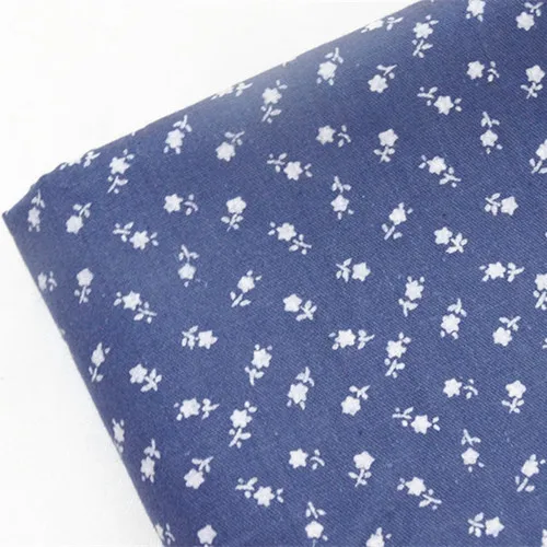 Fabric Skin-friendly Cotton Twil Blue Print Flower for Sewing Home Textile Child Dress Making Woven Soft Fabric By Half Meter - Цвет: 03