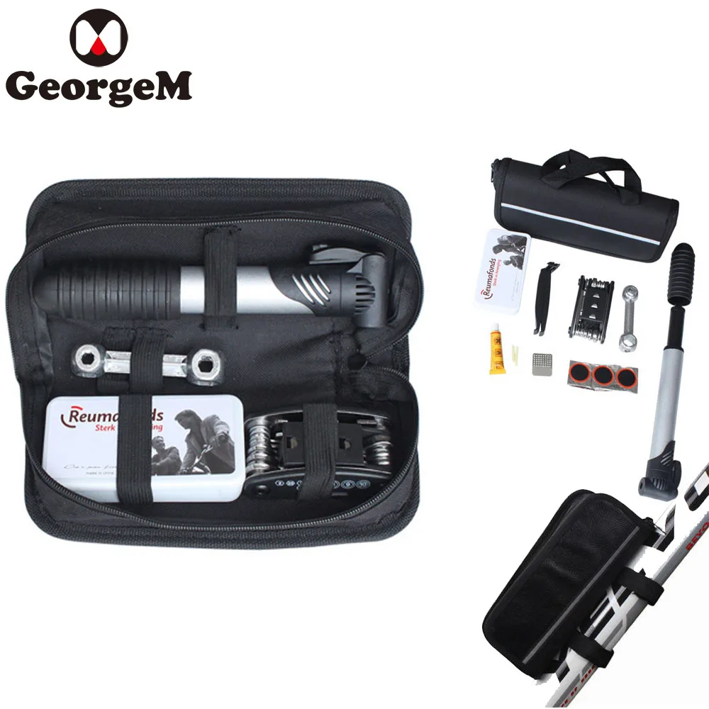 

GeorgeM 16 IN 1 Multi-use Tire Repair Kit Bike Cycling Wrench Glu Mini Pump/ Type Repair Kit/ Portable Cycling 1 Set