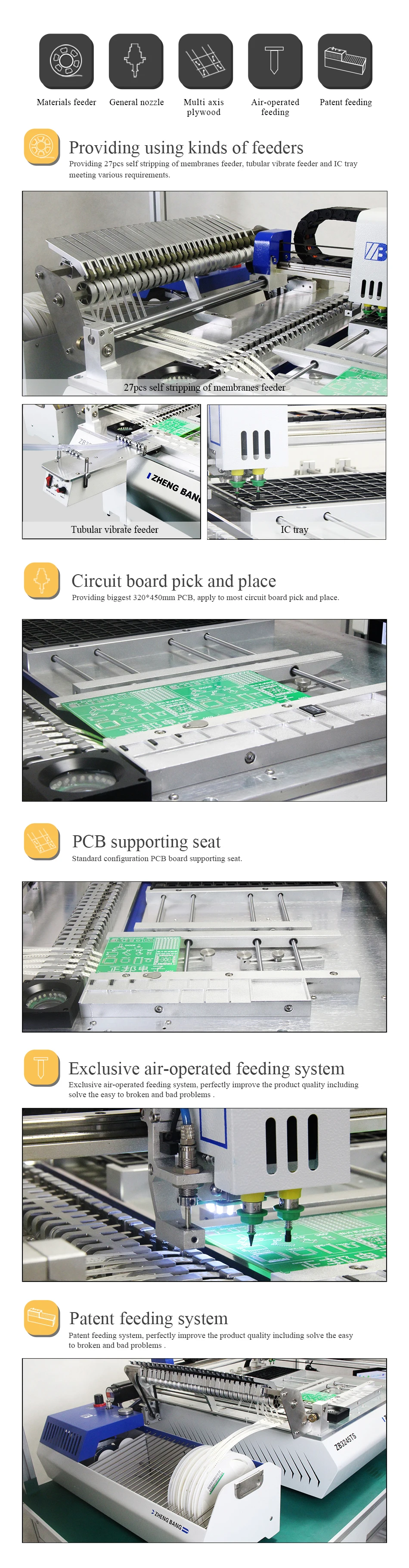 Low Cost Pick Place Machine ZB3245TS with 4pcs camera / LED Chip Mounter Machine/ LED SMT Assembly Machine