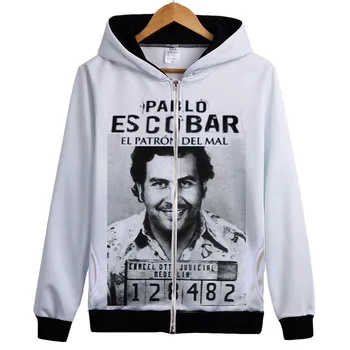 

Pablo Escobar Hoodie Colombian Drug Weed Mafia Scareface Luciano Money Capon hoodie coat 2018 new Vintage jacket sweatershirt
