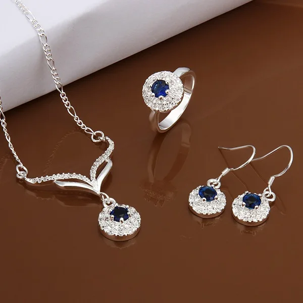 

S528 925 sterling silver jewelry set, fashion jewelry set necklace ring earring /auzajmga gldapcka