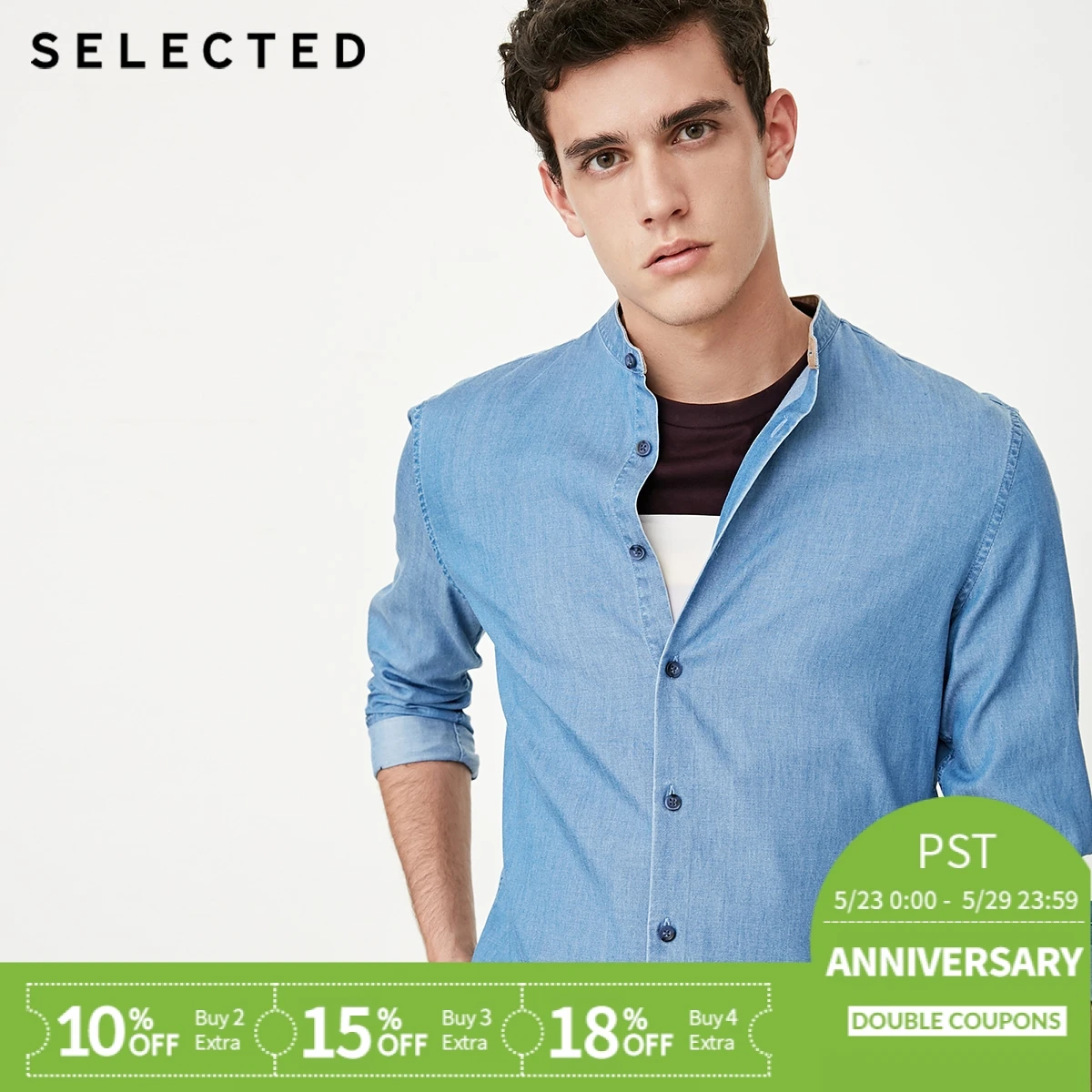 

SELECTED, ryder new male lyocell long-sleeved shirt cowboy C | 418305540