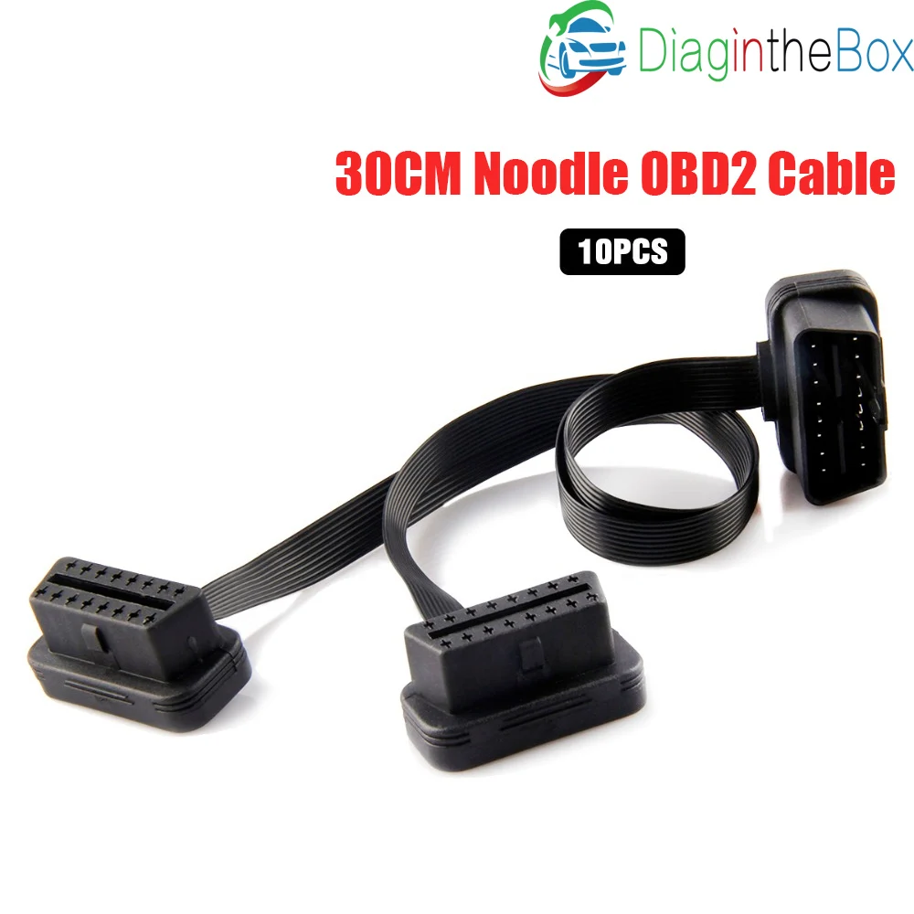 10 шт./компл. OBD 2 OBDII OBD2 16Pin Штекерный плоский + тонкий As Noodle ELM327 диагностический