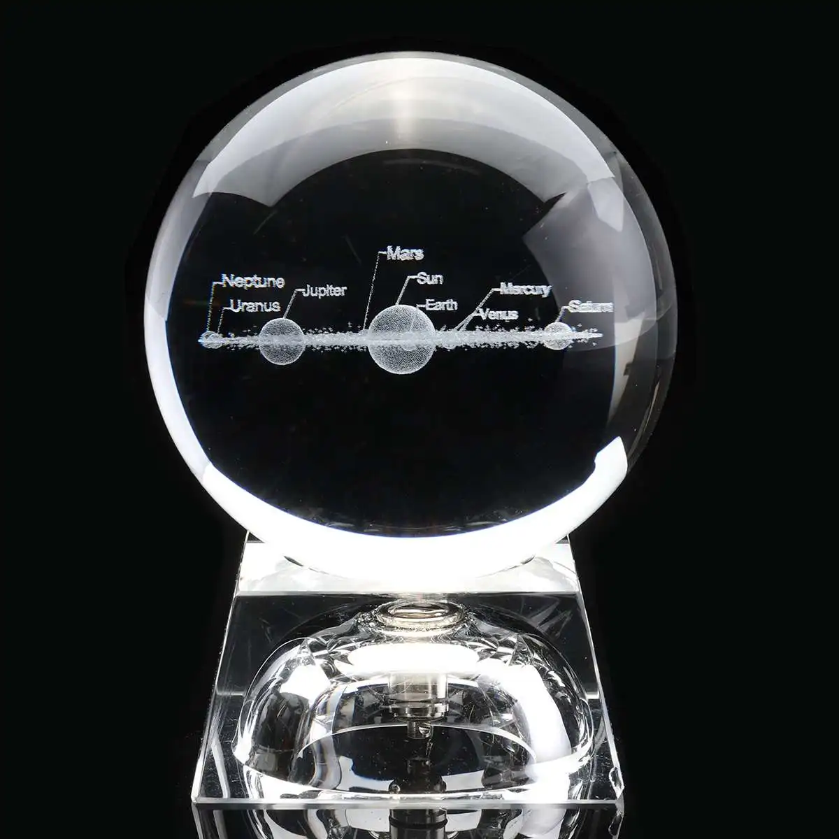 60 мм 3D прозрачное стекло гравировки солнечной системы хрустальный шар с светодиодный/металлический базовый подарок украшения
