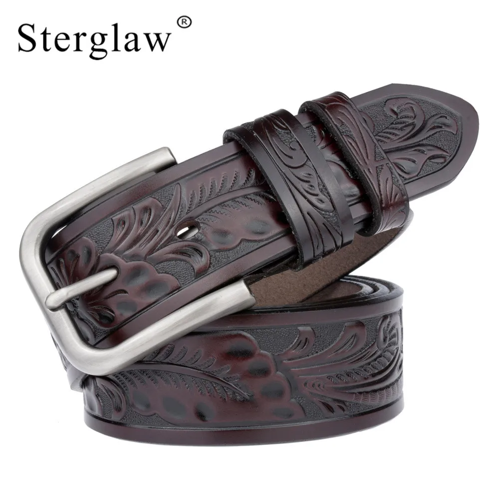 New Fashion Wide Genuine leather belt woman vintage sculpture Cow skin belts women Top quality strap female for jeans riem C207 |