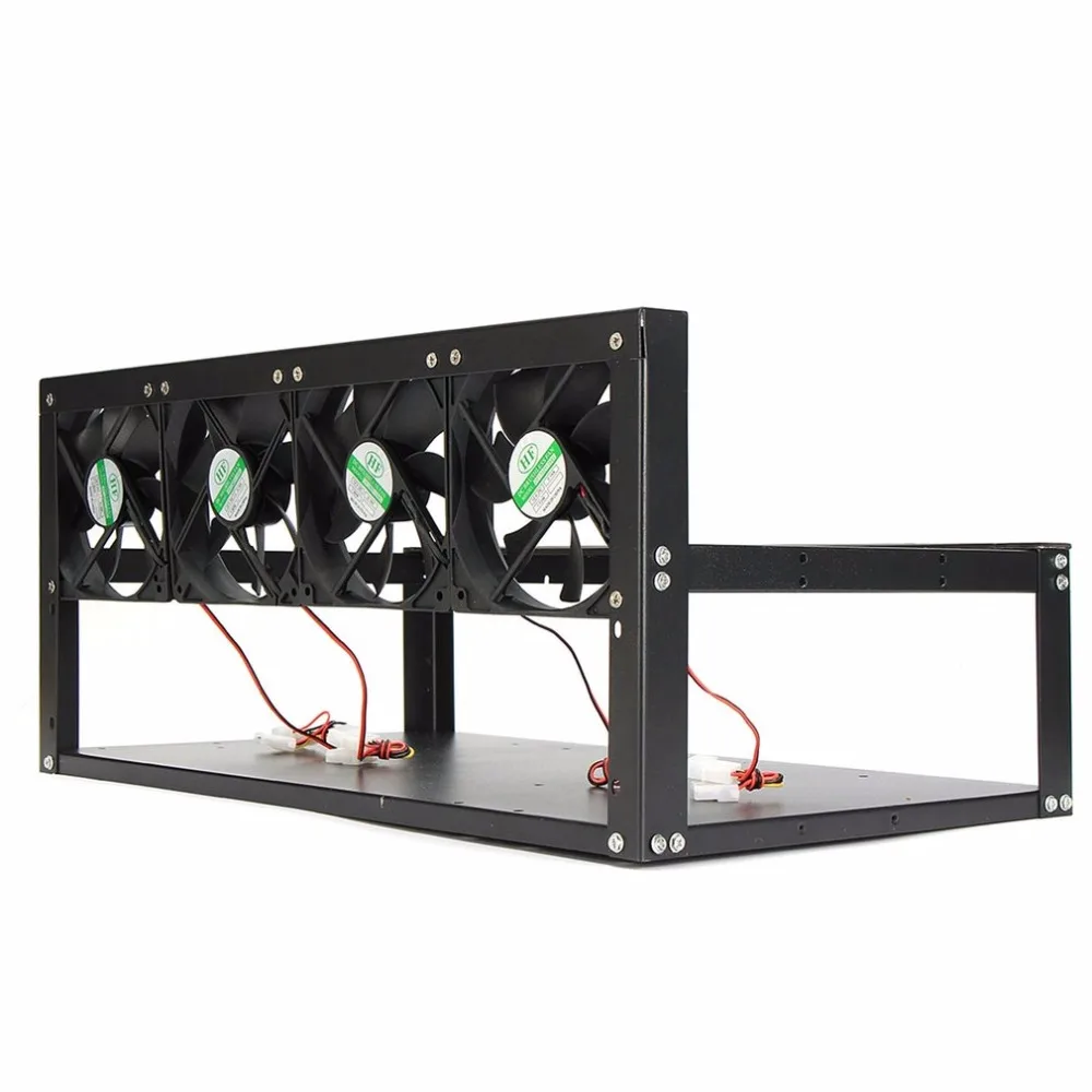 

6 Graphics Card GPU Mining Rig Aluminum Case with 4 12cm Fans Open Air Frame for ETH ZEC for Bitcoin Mining Case Kit