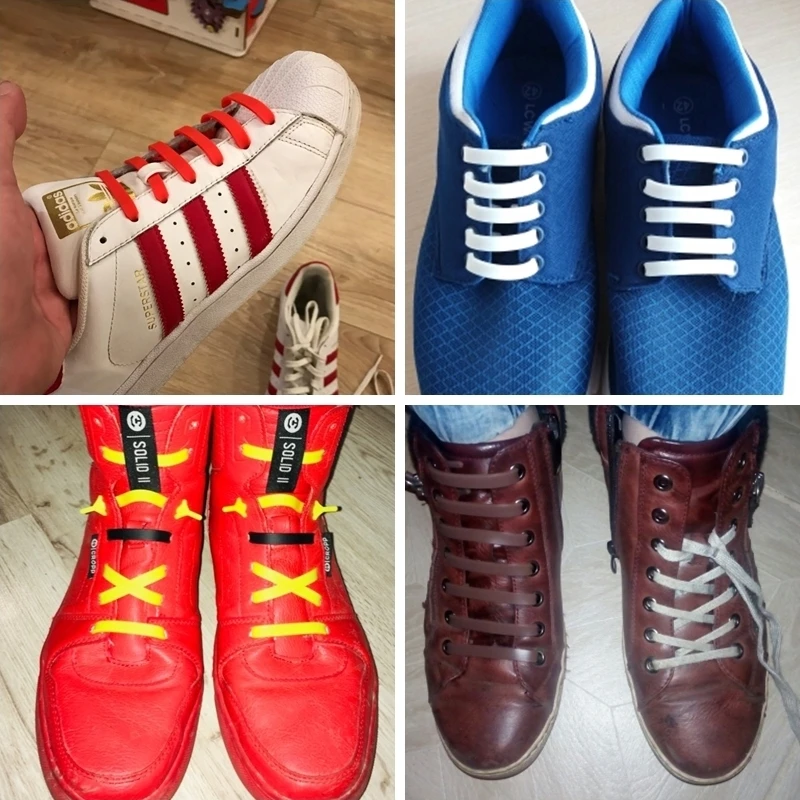 12 шт/лот без галстука силиконовые шнурки эластичные шнурки для обуви ленивые плоские шнурки для мужчин и женщин шнуровки резиновые Zapatillas 11 цветов