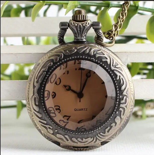 New Bronze antiques Dark brown glass crystal pocket watch chain Good quality wholesale 10pcs/lot