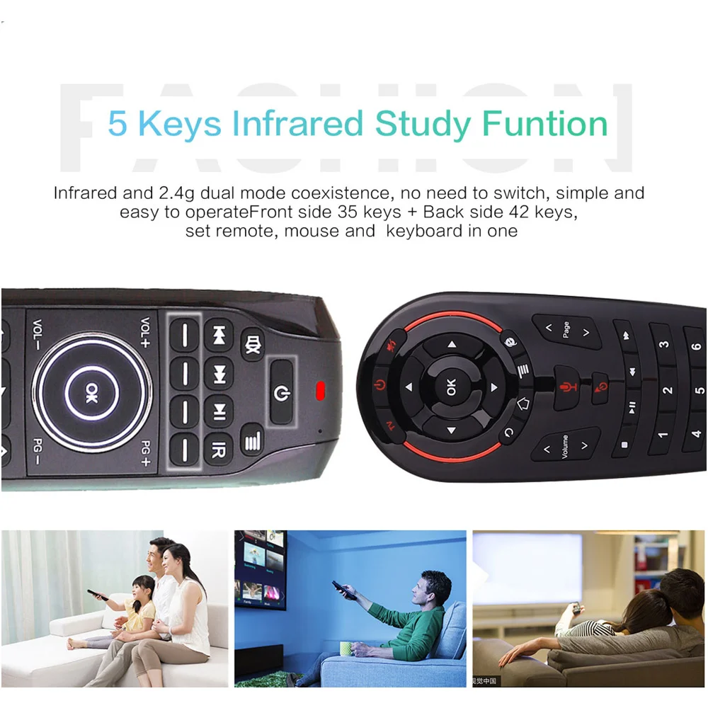 G7 Backlight Russian&English mini keyboard air mouse 2.4G wireless 6-Axis Gyro smart remote control IR learn for x96 tv box