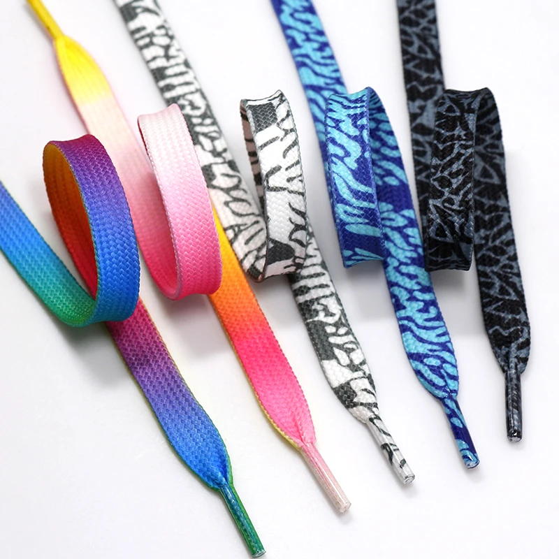 10mm Wide of Flat Shoelaces for Sneakers Sport laces 5 Colors 80cm/100cm/120cm/150cm printed