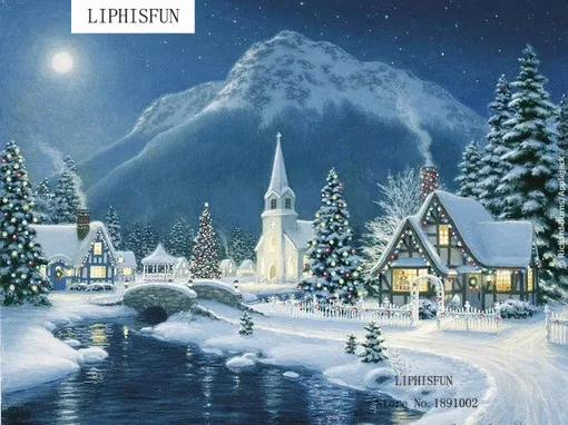 Fairy Tale Style Patterns Picture Diamond Painting Scenery House River Snow Embroidery Stitch With Art Craft Hobby Home Decor | Дом и сад