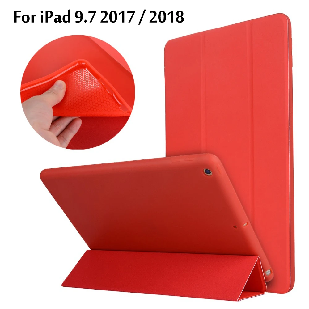 

For iPad 9.7 2017 2018 A1822 A1823 A1893 A1954 High-quality case Cover Smart Slim Magnetic TPU Leather Stand Cases +Film +Stylus