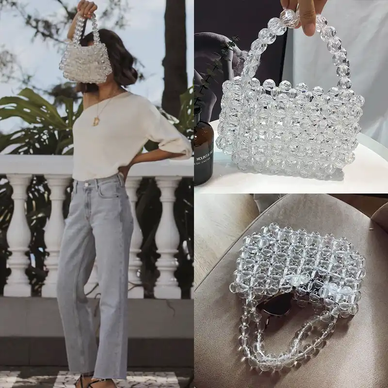 Luxury Transpa Crystal Stone Bag Elegant Handmade Purses Rhinestone Evening Bags Women Party Handbags Las Wedding Clutch